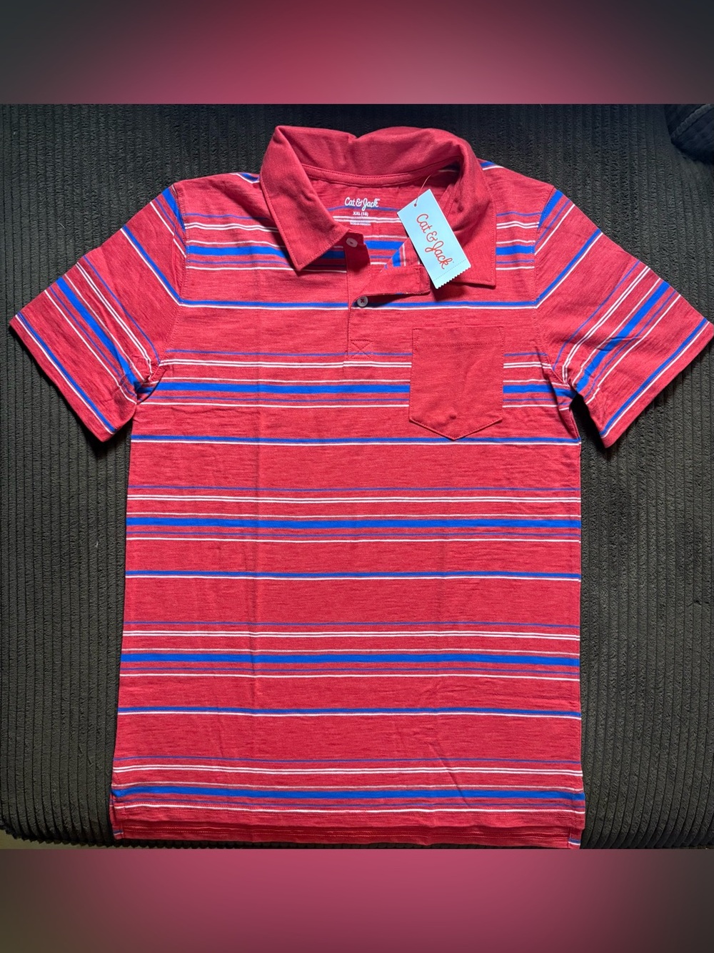 NWT Cat & Jack Red Striped Polo Shirt